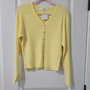 Astr Light Yellow Button-Up Cardigan